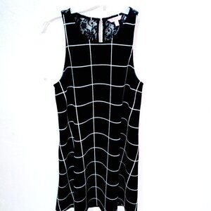 Candie's Junior Size M Black-White Block Check  Dress. Back Lace Yoke Detail.